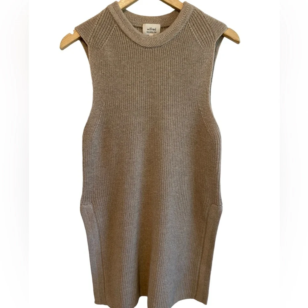Wilfred Palmier Light Brown Sleeveless Scoop Neck Knit Tunic - Picture 3 of 6